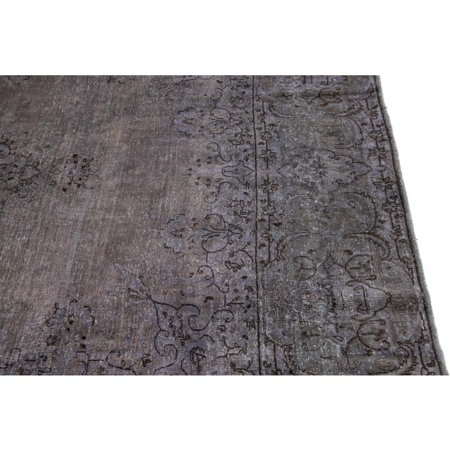 Vintage Persian Overdyed Handmade Medallion Gray Wool Rug For Sale In New York - Image 6 of 11