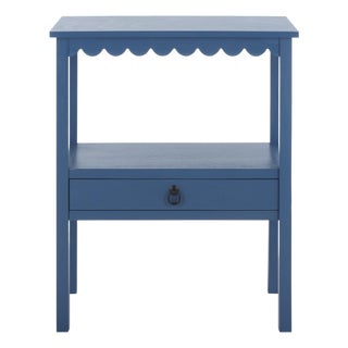 Heaven Scalloped Low Drawer Accent Table in Blue For Sale