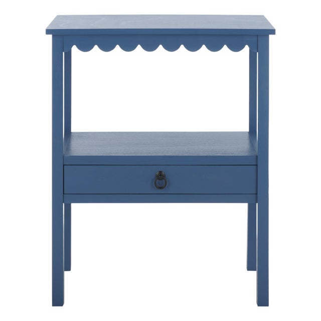 Heaven Scalloped Low Drawer Accent Table in Blue For Sale