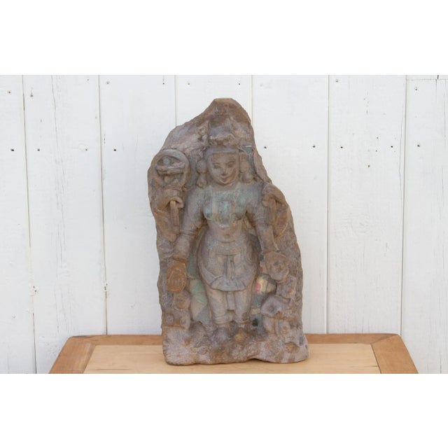 Indian Mid 19th Century Indian Yakshi Stone Statue For Sale - Image 3 of 6