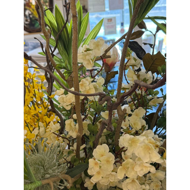 Sculptural Magnolia + Forsythia Silk Botanical Arrangement For Sale - Image 12 of 12