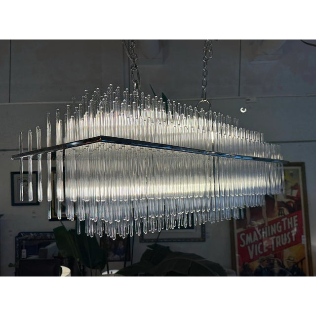 William Sonoma Metropolitan Linear Glass Rod Chandelier For Sale - Image 4 of 12