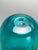 1970s Rare Vintage Murano Iridescent Splatter Turquoise Art Glass Vase 10.5" For Sale - Image 5 of 7