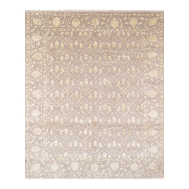 Pasargad Home Tabriz Silk & Wool Area Rug, 7'11" X 9' 9", Lavender For Sale