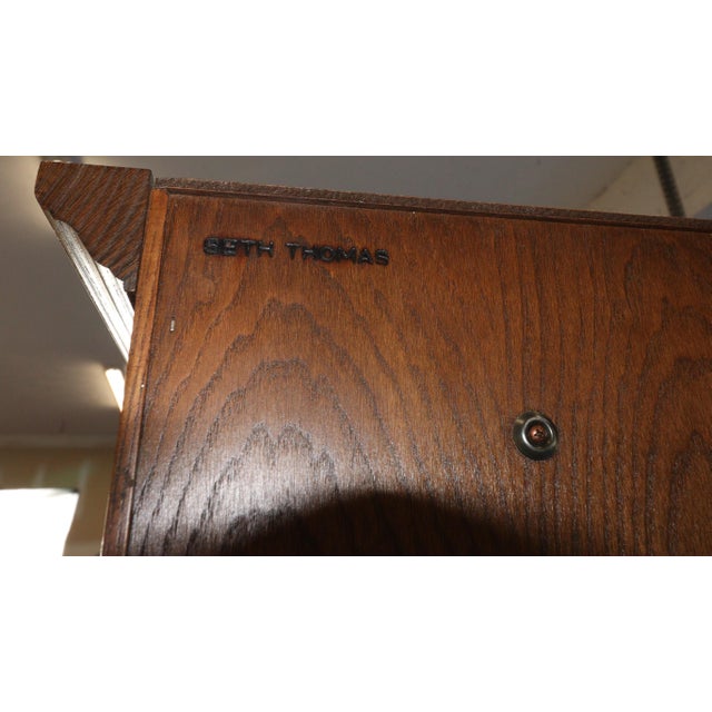 Vintage Seth Thomas 4499a Grandfather Clock With Moon-Phase Dial and Triple Chimes, Circa 1980 For Sale - Image 13 of 15