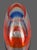 Stunning Italian Hand-Blown Art Glass Oval Shape Red & Blue Horizontal Bands Vase For Sale - Image 4 of 8