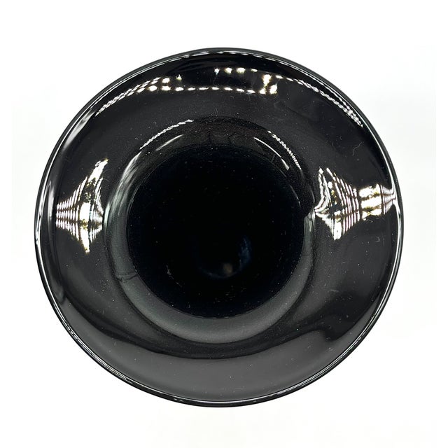 Black Vintage Glossy Black Glass Vase with Ornamentally Relief-Patterned Base, 1920s For Sale - Image 8 of 13