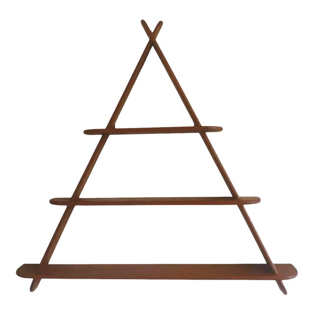 1960s Mid Century Danish Modern Three Layer Hanging Teak Wall Shelf Attributed to Peder Moos or School of Peder Moos Amager For Sale