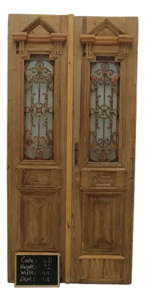 Late 19th Century Double French Doors With Metal/Glass - A Pair