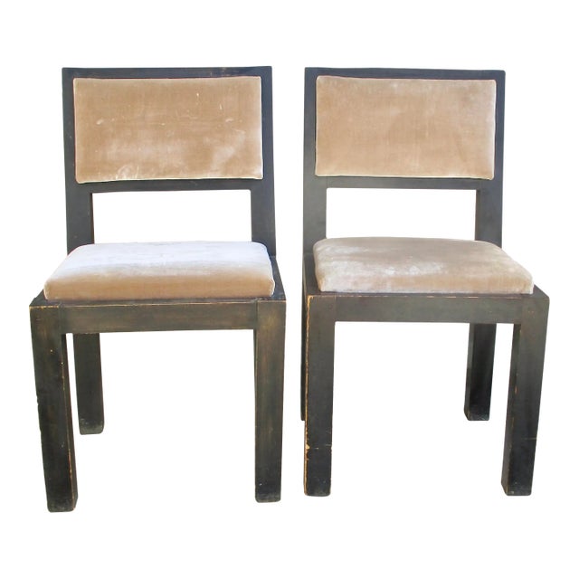 Jean Michael Frank Style Ebonized Side Chairs- Pair of 2 For Sale