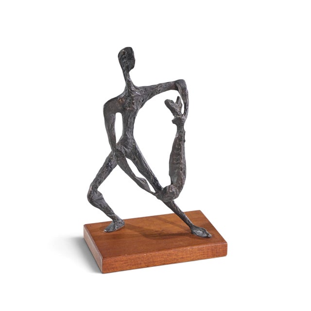 Simon Gordon Mid Century Brutalist Iron Sculpture Man With Fish For Sale - Image 9 of 10