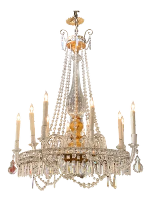 19th Century Italian Giltwood and Crystal 10-Light Chandelier