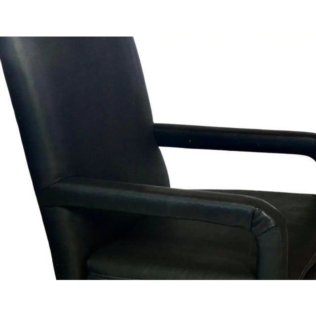 Mid-Century Modern Upholstered Black Dining Chairs - Set of 8 For Sale - Image 3 of 8