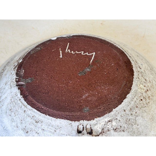 Brown Mid-Century French Decorative Ceramic Dish attributed to Albert Thiry, 1960s For Sale - Image 8 of 14