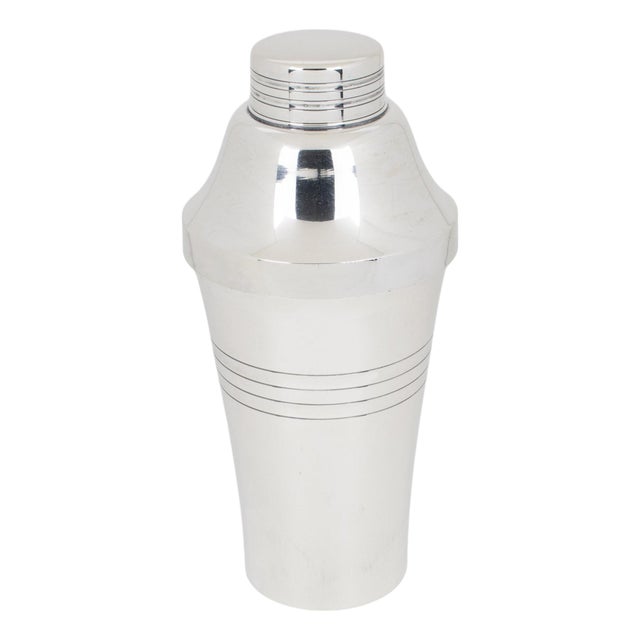 Saint Medard Le Chardon, Art Deco Silver Plate Cocktail Shaker, circa 1940 For Sale