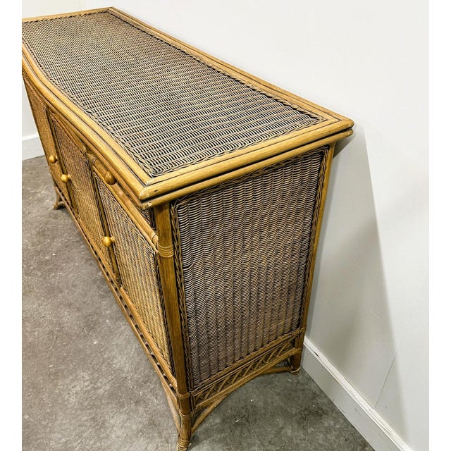 Vintage Italian Rattan and Bamboo Sideboard, Italy, 1970s For Sale - Image 9 of 12