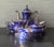 Elegant antique tea service by Deusca Porzellan of Württemberg, Germany, crafted in rich cobalt blue porcelain with...