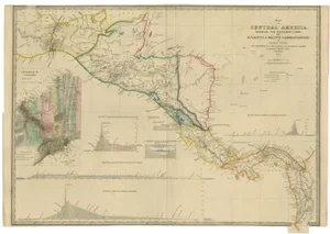 Antique Map of Central America with Communication Lines, 1850