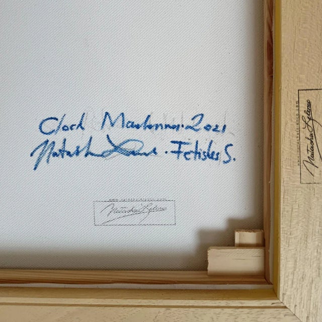 Early 21st Century Natasha Lelenco, Blue Madonna with Flowers and Insects, 2021, Acrylic on Canvas For Sale - Image 5 of 6