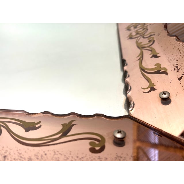 Glass Pink Venetian Mirror, Italy, 1960s For Sale - Image 7 of 18