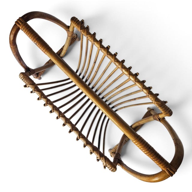 Mid 20th Century Franco Albini Style Mid 20th Century Bentwood Bamboo & Rattan Magazine Rack For Sale - Image 5 of 11