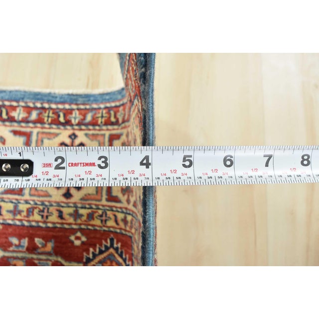Fine Kazak Rug 5’2” X 6’2” Blue Wool Tribal Hand-Knotted Oriental Carpet For Sale - Image 11 of 12