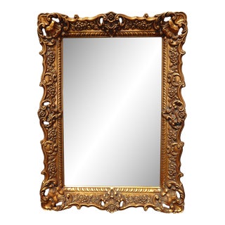 Vintage 45"High French Provincial Syroco Style Gold Ornate Wall Mantle Mirror For Sale