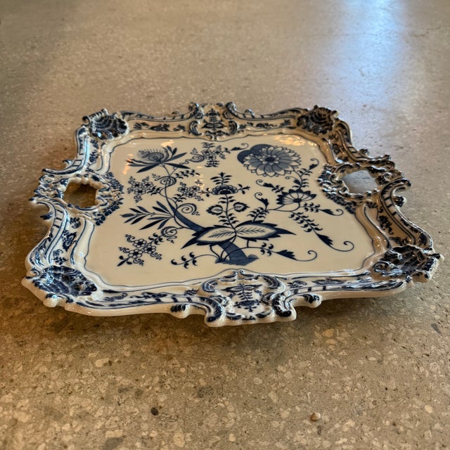 This is a large art pottery serving tray platter by Blue Danube, Japan circa 1980s. This porcelain serving platter...