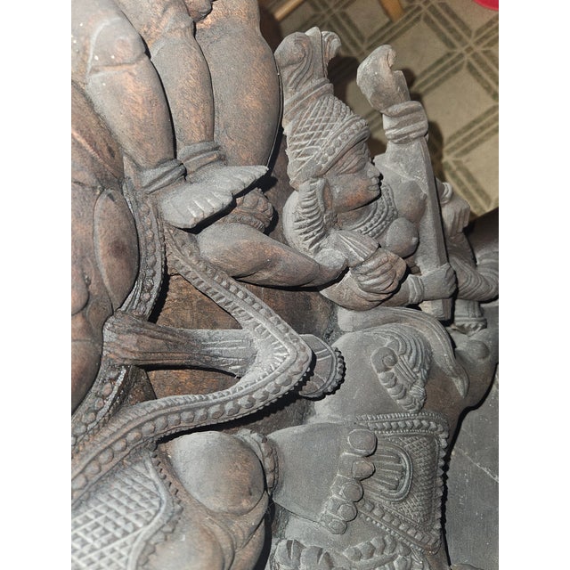 1960s Monumental Hand-Carved Ganesha Temple Panel in High Relief, Sculptural Wall Statement For Sale - Image 14 of 15
