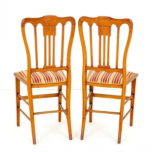 Set of Antique Bedroom Chairs in Satinwood, 1890 For Sale - Image 6 of 8