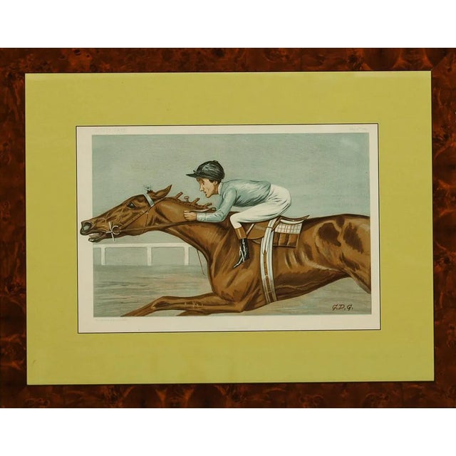 "An American Jockey (Tod Sloan) Colour Plate in Birdseye Maple Frame " For Sale
