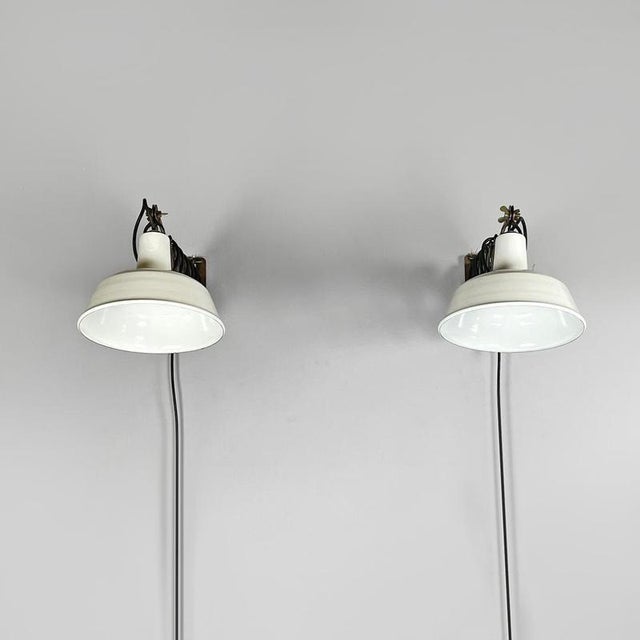 Mid-Century Modern Italian Pantograph Wall Lamps with White Metal Diffuser, 1960s, Set of 2 For Sale - Image 6 of 18