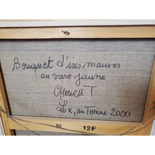 Original Céline Chourlet "Bouquet d'Iris Mauve" Oil Painting With Coa For Sale - Image 11 of 13