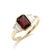 Refined and architectural, this stunning ring features a rich, deep-toned 7x5mm emerald-cut gemstone, secured in a sleek,...