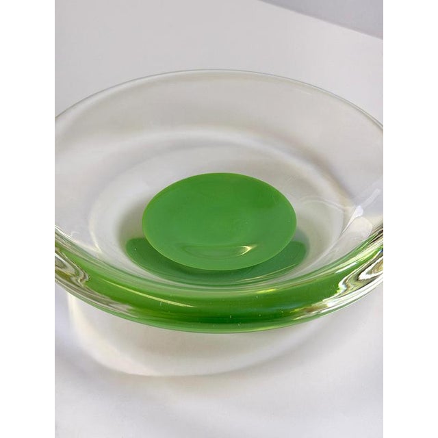 Modernist Green Sommerso Murano Glass Bowl, Italy, 1970s For Sale - Image 4 of 10