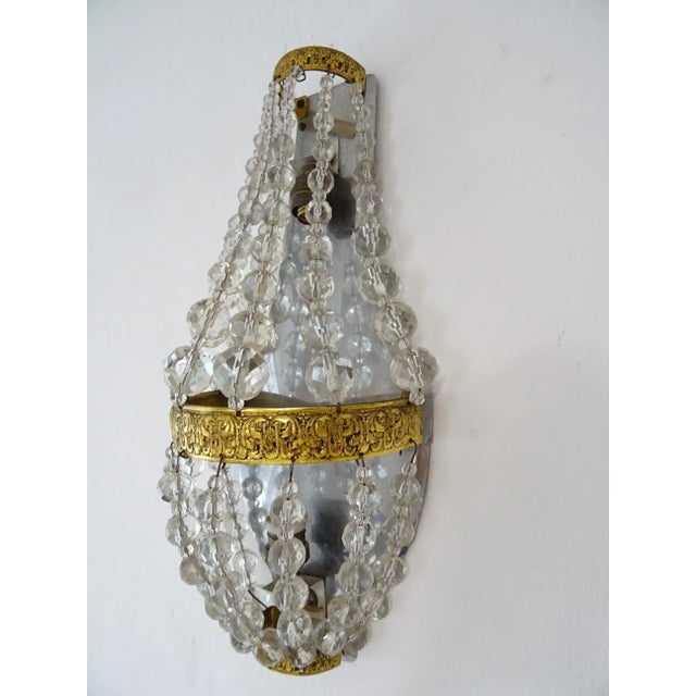 1930s French Crystal Prisms Empire Sconces, Circa 1930 For Sale - Image 5 of 10