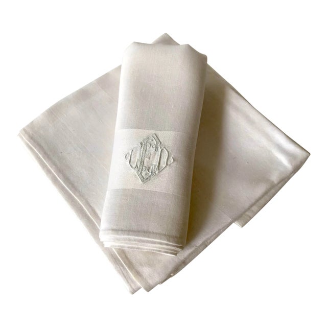 ‘E’ Monogrammed Napkins, Set of 6 For Sale