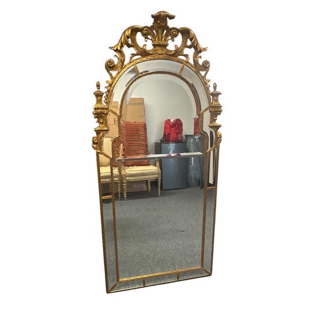 Queen Anne Regency Style Giltwood Mirror by Mirror Fair.