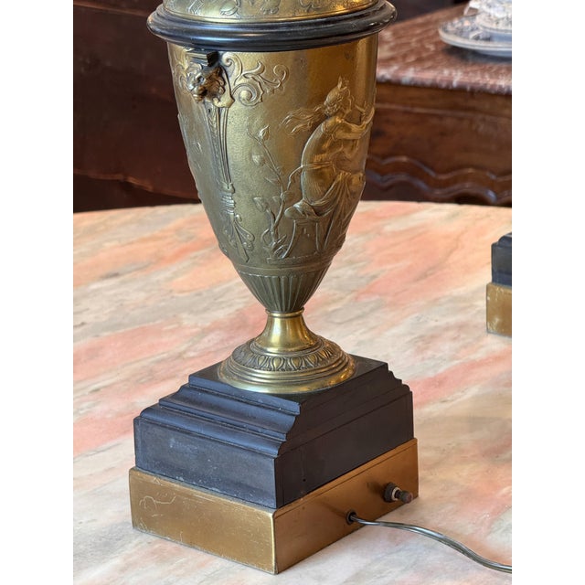 1920s Gilded Bronze and Marble Lamps - a Pair For Sale - Image 14 of 14