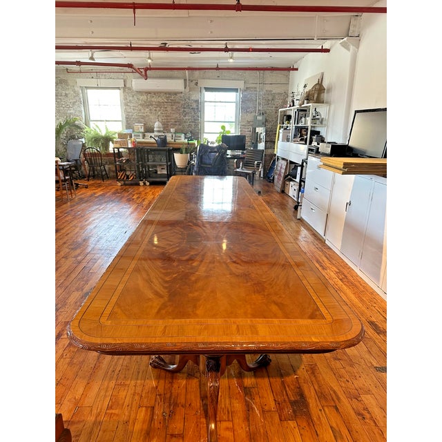 Late 20th Century Late 20th Century Grand Chippendale-Style Mahogany Triple-Pedestal Dining Table, 12 Ft. For Sale - Image 5 of 5