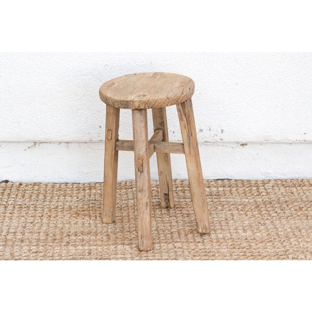 19th Century Wabi Sabi Antique Wood Stool For Sale - Image 5 of 8