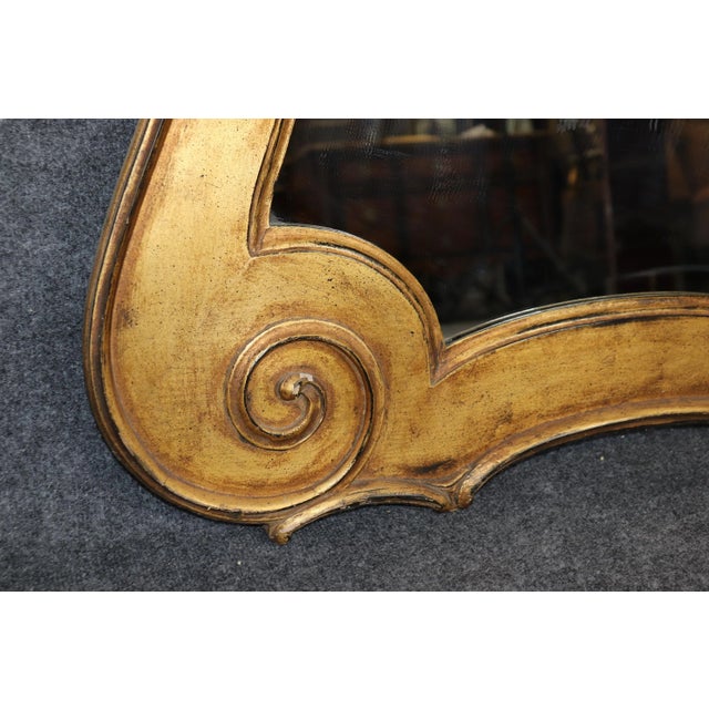 Wood Superb Distress Gilded Gold Leaf Georgian Carved Acanthus Leaf and Shell Mirror For Sale - Image 7 of 8