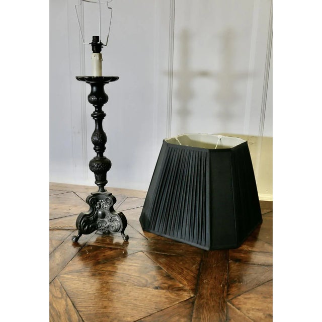 Heavy French Gothic Table Lamp A very decorative Chateau table lamp, the base is in a bronze finish in the Gothic style...