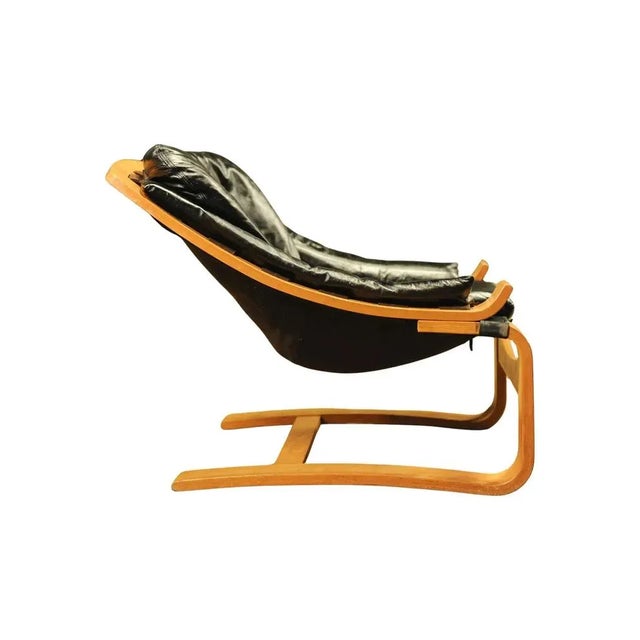 Bentwood Cantilever Chair by Åke Fribytter in Black Leather Kroken for Nelo Sweden For Sale - Image 4 of 7