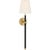 Thomas O'Brien for Visual Comfort Signature Bryant Large Wrapped Tail Sconce in Hand-Rubbed Antique Brass and Chocolate Leather with Linen Shade For Sale