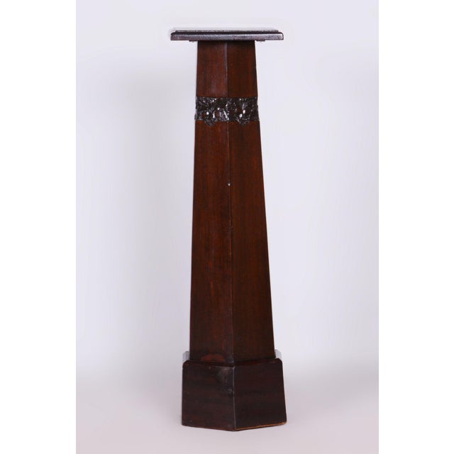 Black Art Deco Oak Pedestal, Czechia, 1920s For Sale - Image 8 of 8