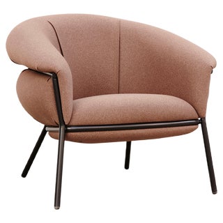 Fabric Upholstered and Iron Grasso Armchair by Stephen Burks For Sale