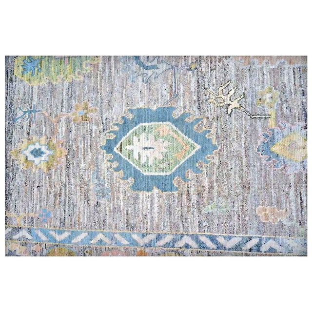 Textile 21st Century Turkish Oushak Wool 10x14 Slate Blue & Dark Oak Handmade Area Rug #1144093 For Sale - Image 7 of 11