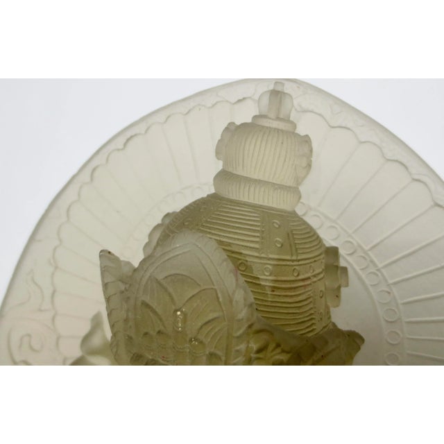 Vintage Chinese Pate-de-Verre Glass of Vajrasattva Buddha. Cast in glass dust to fuse in firing to become the solid image,...