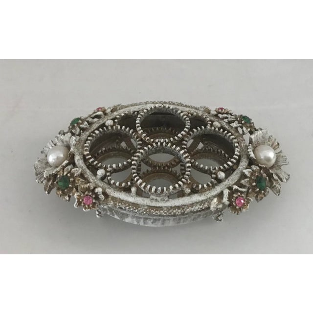 Metal 1960s Hollywood Regency Jeweled 5 Piece Vanity Set For Sale - Image 7 of 10